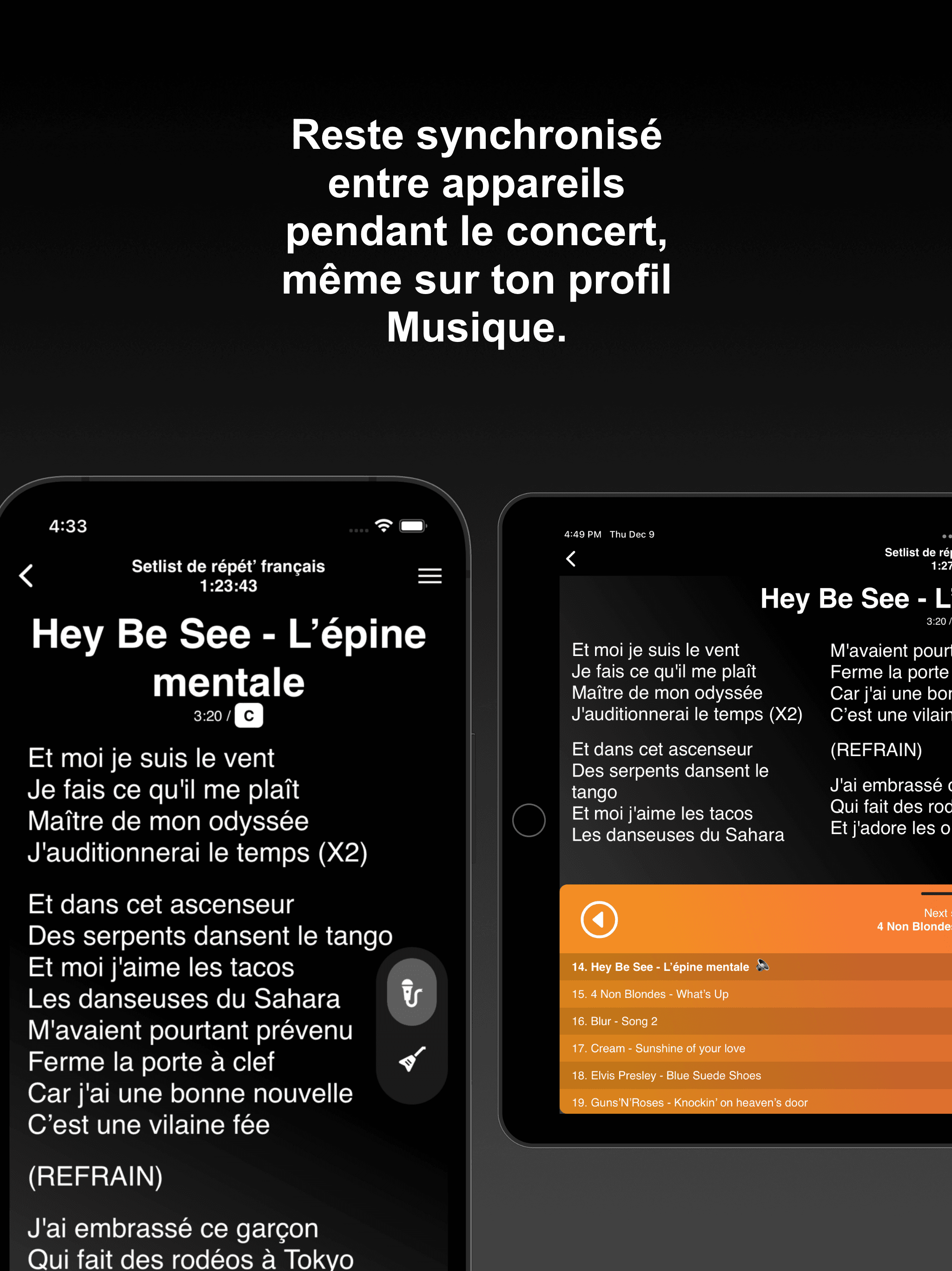 Joue synchronisé entre appareils